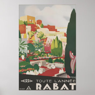Vintage Rabat Morocco Travel Poster North Africa