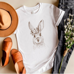 Vintage Rabbit and Flowers T-Shirt