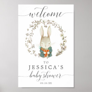 Vintage Rabbit Baby Shower Welcome Sign
