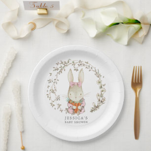 Vintage Rabbit Botanical Baby Shower Decor Paper P Paper Plate