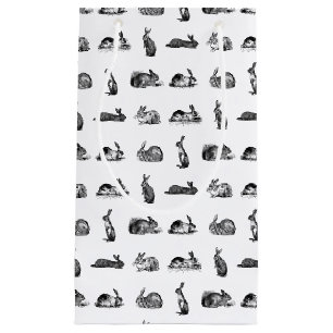 Vintage Rabbit Bunnies Art CUSTOM BACKGROUND COLOR Small Gift Bag