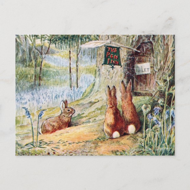 Vintage Rabbit Children's Book Illustration  Postcard (Front)
