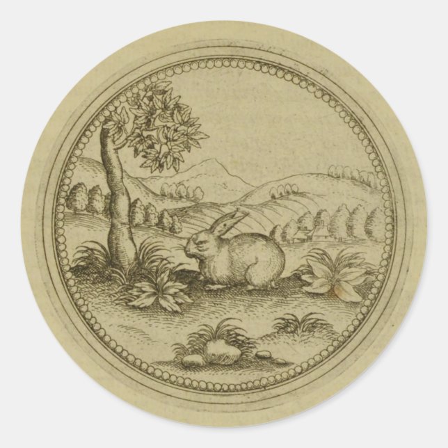 Vintage Rabbit Classic Round Sticker (Front)
