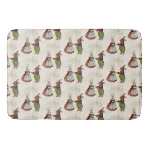 Vintage Rabbit Couple in Victorian Clothing Bath Mat
