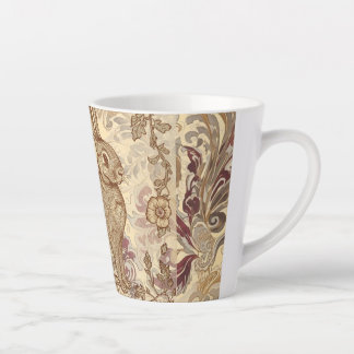Vintage Rabbit,Cute Rabbit with Flowers Pattern Latte Mug