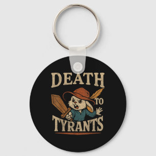 Vintage Rabbit Death To Tyrants Retro 90s Keychain