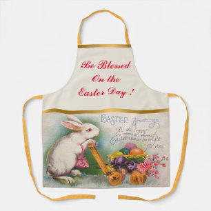 Vintage Rabbit Easter Eggs Holiday Apron