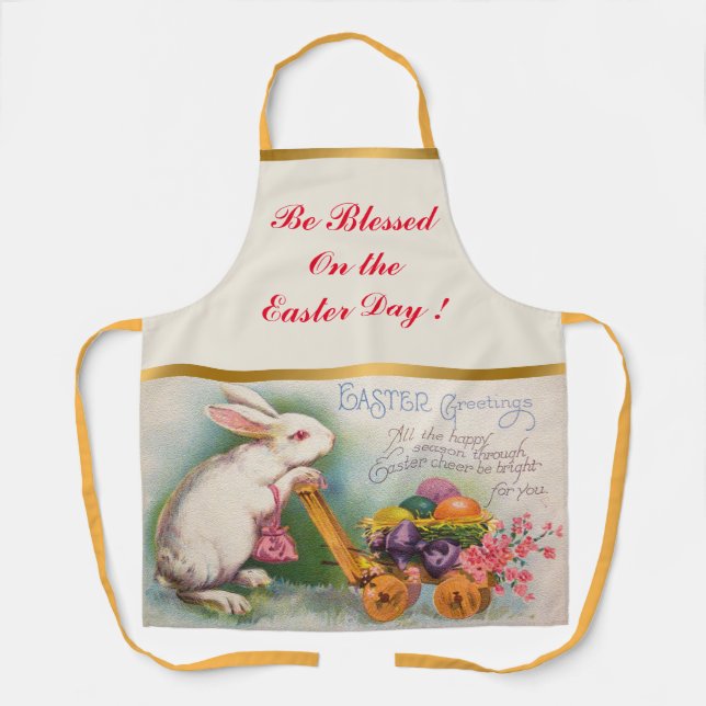 Vintage Rabbit Easter Eggs Holiday Apron (Front)