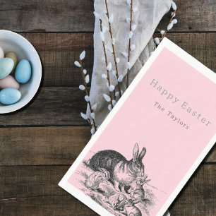 Vintage rabbit family - Happy Easter Napkin