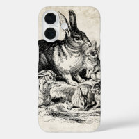 Vintage Rabbit Family Illustration, Baby Bunnies