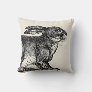 Vintage rabbit farmhouse Throw Pillow