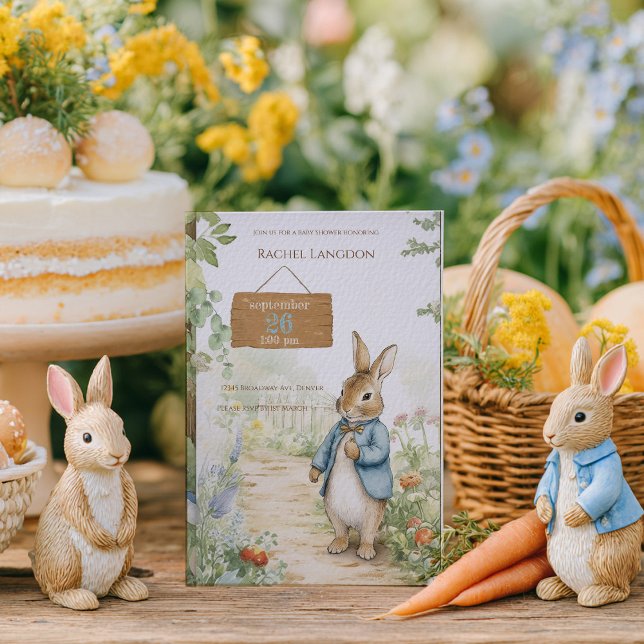 Vintage Rabbit Garden Baby Shower Invitation (Creator Uploaded)