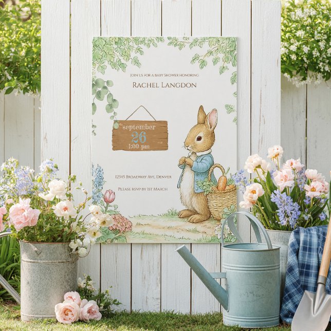 Vintage Rabbit Garden Baby Shower  Invitation (Creator Uploaded)