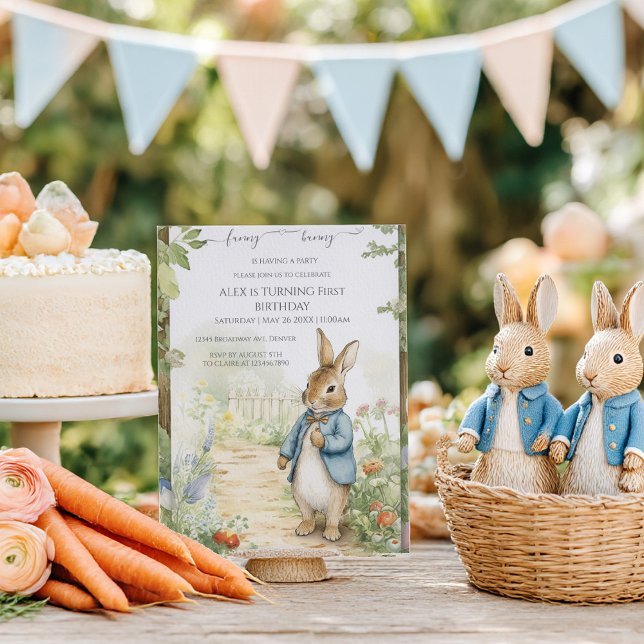 Vintage Rabbit Garden Birthday Invitation (Creator Uploaded)