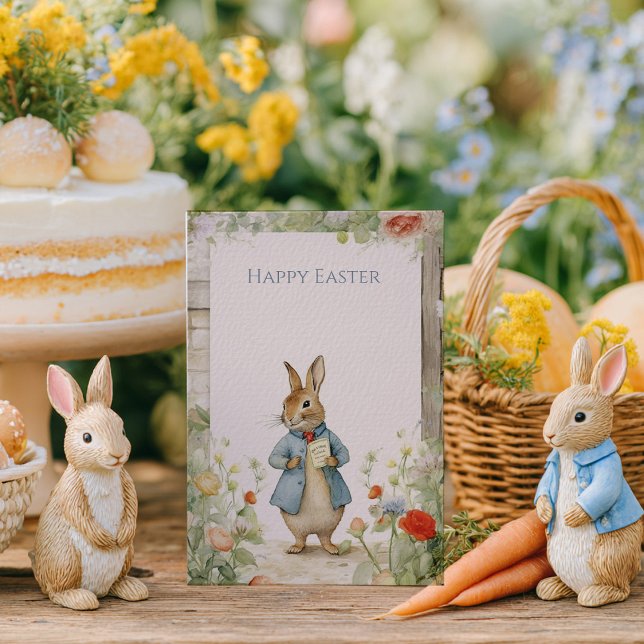 Vintage Rabbit Garden Easter Holiday Card (Creator Uploaded)