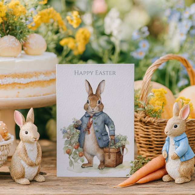 Vintage Rabbit Garden Easter Holiday Card (Creator Uploaded)