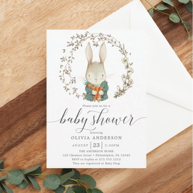 Vintage Rabbit Gender Neutral Baby Shower Invitation (Creator Uploaded)