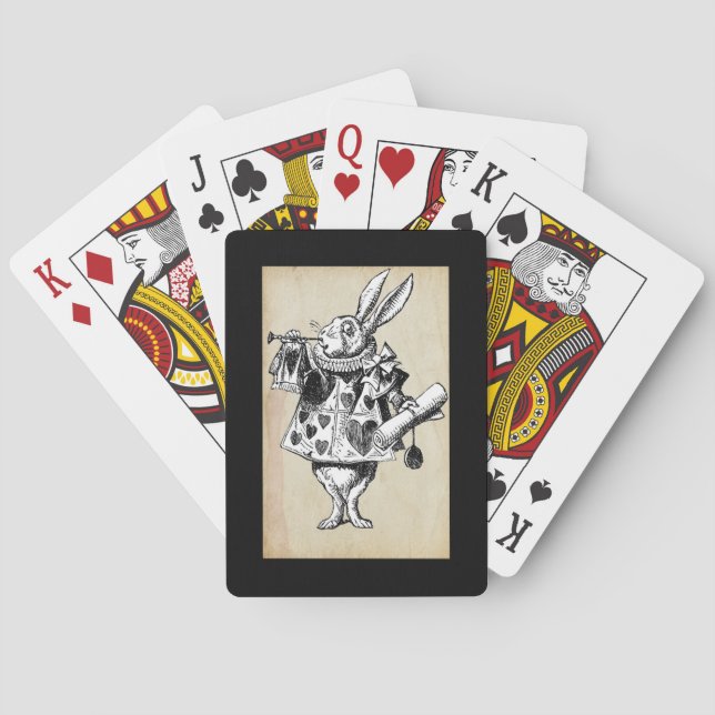 Vintage Rabbit in Hearts Playing Cards (Back)