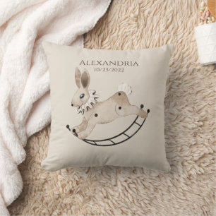 Vintage Rabbit Nursery Throw Pillow