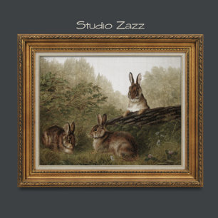 Vintage Rabbit painting Poster