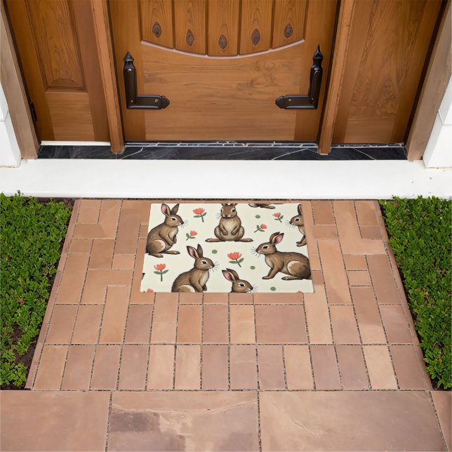 Vintage rabbit pattern  doormat (Outdoor)