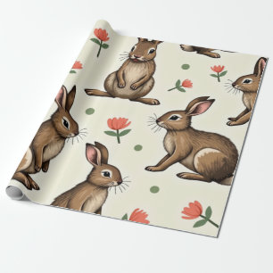 Vintage rabbit pattern wrapping paper
