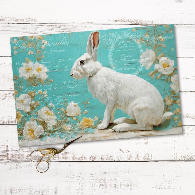 Vintage Rabbit Rustic Floral Decoupage  Tissue Paper (Creator Uploaded)