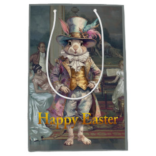 Vintage rabbit top hat Happy Easter Medium Gift Bag