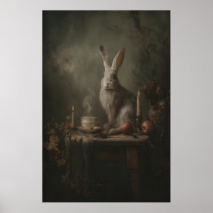 Vintage Rabbit With Fruit, Candle, And Chalice In Poster