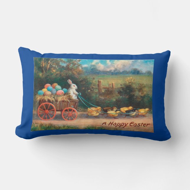 Vintage Rabbit With Wagon Throw Pillow (Front)