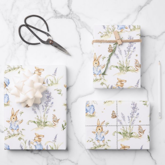 Vintage Rabbit Wrapping Paper, Bunny Gift Wrap (Front)