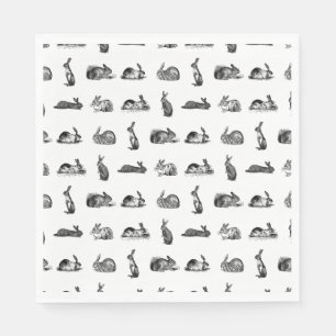 Vintage Rabbits Classic Bunnies CUSTOM BG COLOR Napkin