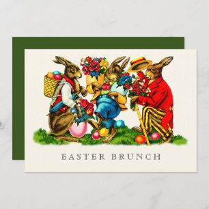 Vintage Rabbits Custom Easter Brunch  Invitation