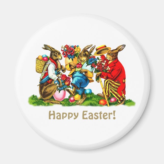 Vintage Rabbits Easter Gift  Magnet (Front)