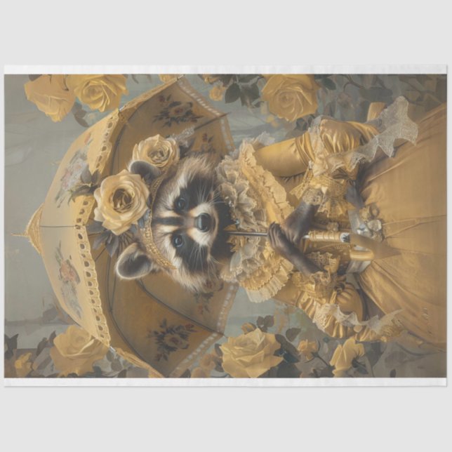 Vintage Raccoon Charming Lady Raccoon Decoupage  Tissue Paper (Front)