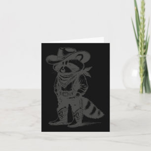 Vintage Raccoon Cowboy Cowgirl Trash Panda Western Card