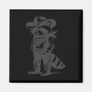 Vintage Raccoon Cowboy Cowgirl Trash Panda Western Magnet