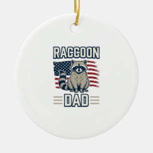 Vintage Raccoon Dad Patriotic Shirt Design_1 Ceramic Ornament