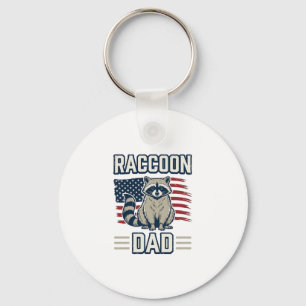 Vintage Raccoon Dad Patriotic Shirt Design_1 Keychain