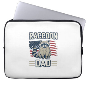 Vintage Raccoon Dad Patriotic Shirt Design_1 Laptop Sleeve