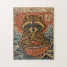 Vintage Raccoon Eating Ramen Japanese Art