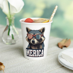 Vintage Raccoon Merica 4th of july patriotic Paper Cups