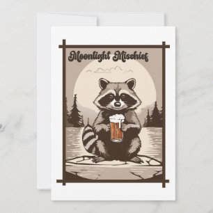 Vintage Raccoon Moonlight Mischief Outdoor Vibes Invitation