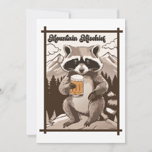 Vintage Raccoon Mountain Mischief Outdoor Vibes Invitation