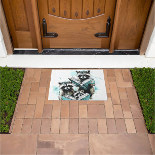 Vintage Raccoon Readers Club Doormat