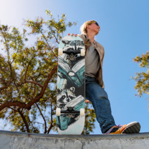 Vintage Raccoon Readers Club Skateboard