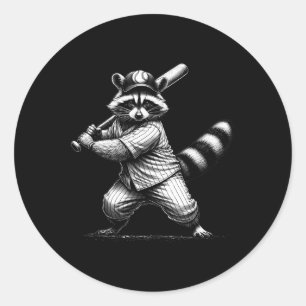 Vintage Raccoon Softll Game Player Sports Lover Me Classic Round Sticker