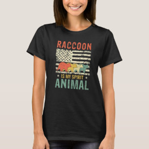 Vintage Raccoon Spirit Animal Retro Us American Fl T-Shirt