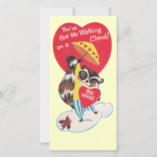 Vintage Raccoon Valentine Holiday Card