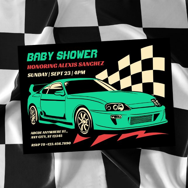 Vintage race car baby shower invitation (Creator Uploaded)
